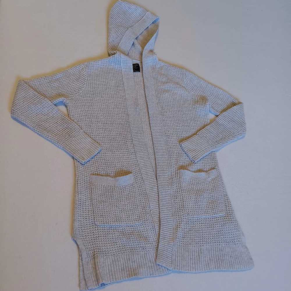Abercrombie & Fitch Sz XS Light Gray Knit Sweater With Front Pockets And Hood